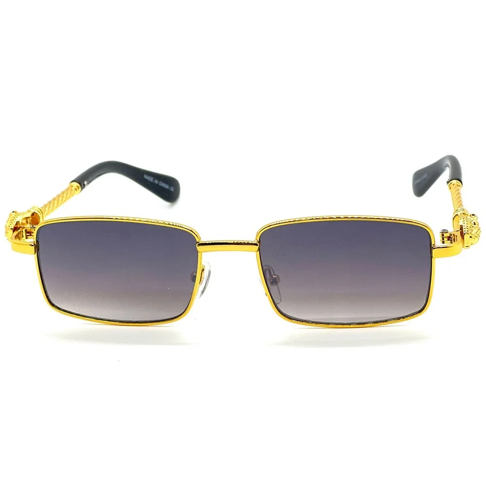 Gold Frame Black LensSunglasses Rectangle Fashion Shades Men‎ Migos Cholo Style